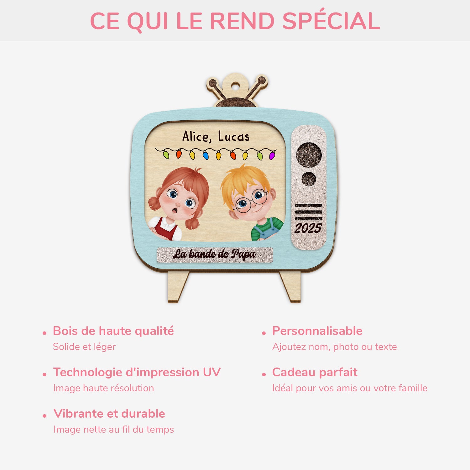 5475OFR4 ornement en bois a 2 couches personnalise la bande a papa version tele 5475otqzb