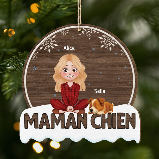 5483OFR1 ornement noel en bois a 1 couche personnalise maman chien 5483okhac