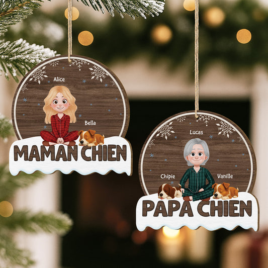 5483OFR2 ornement noel en bois a 1 couche personnalise maman chien 5483okhac