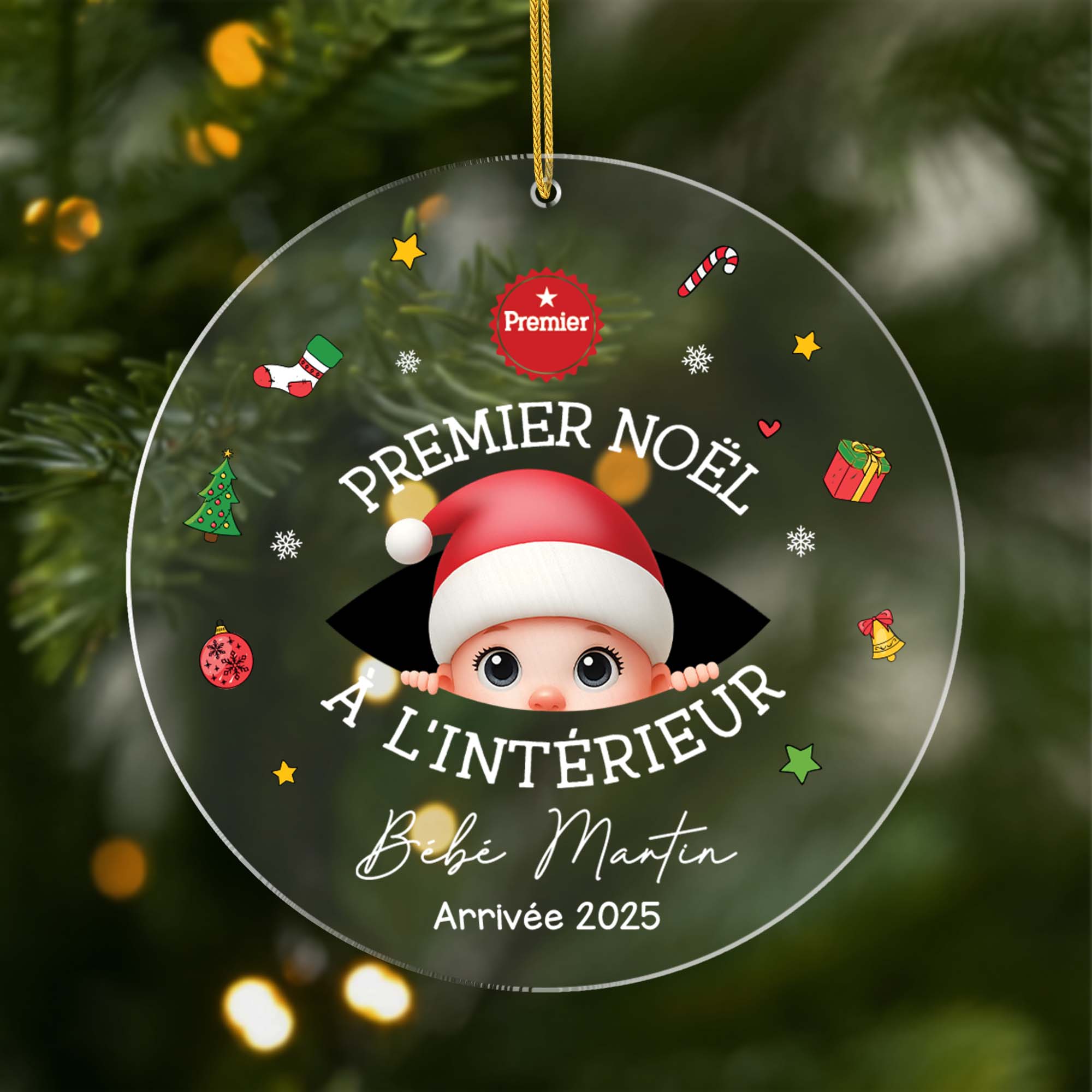 5492OFR1 ornement noel en acrylique personnalise enfant mon premier noel a linterieur 5492o6ltk
