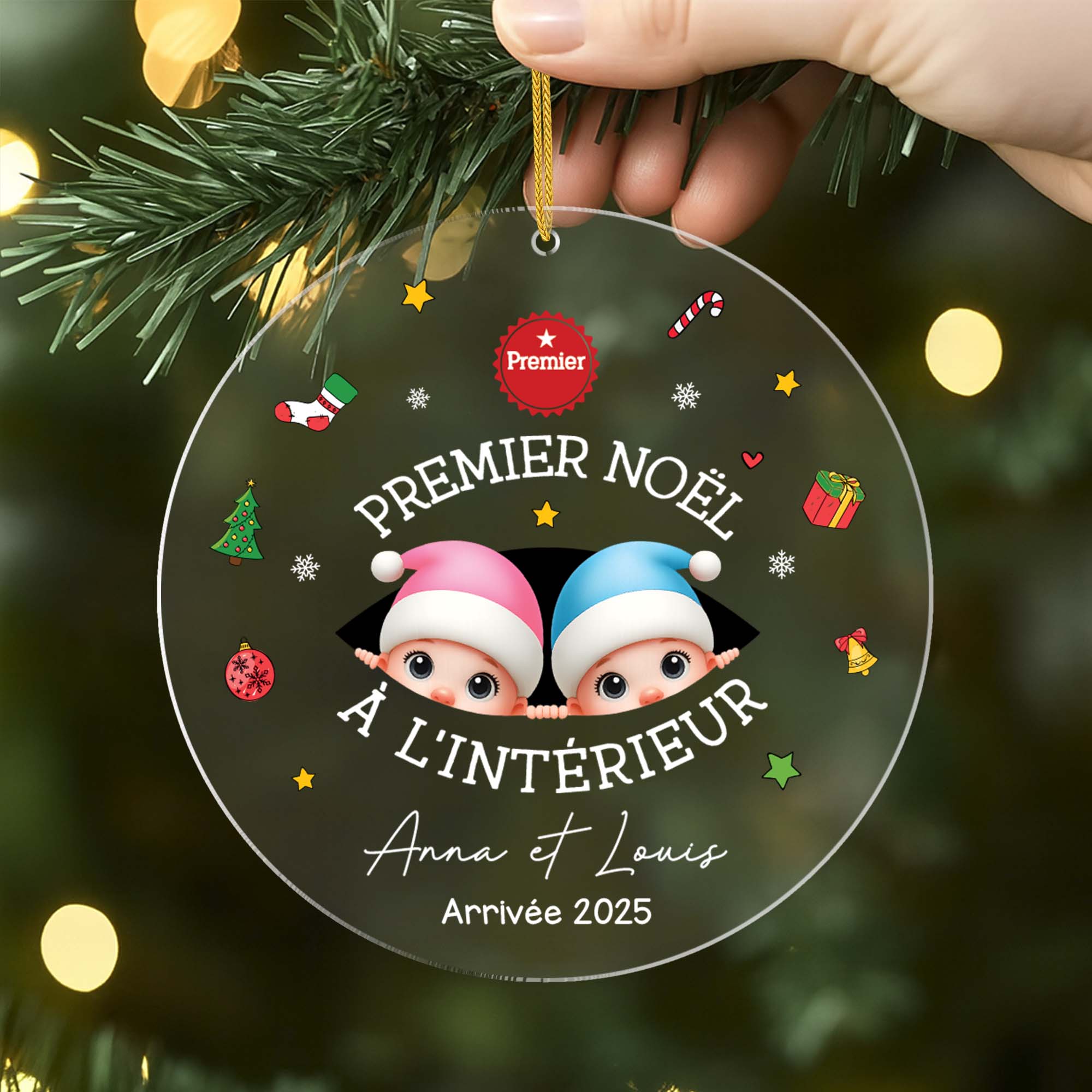 5492OFR2 ornement noel en acrylique personnalise enfant mon premier noel a linterieur 5492o6ltk