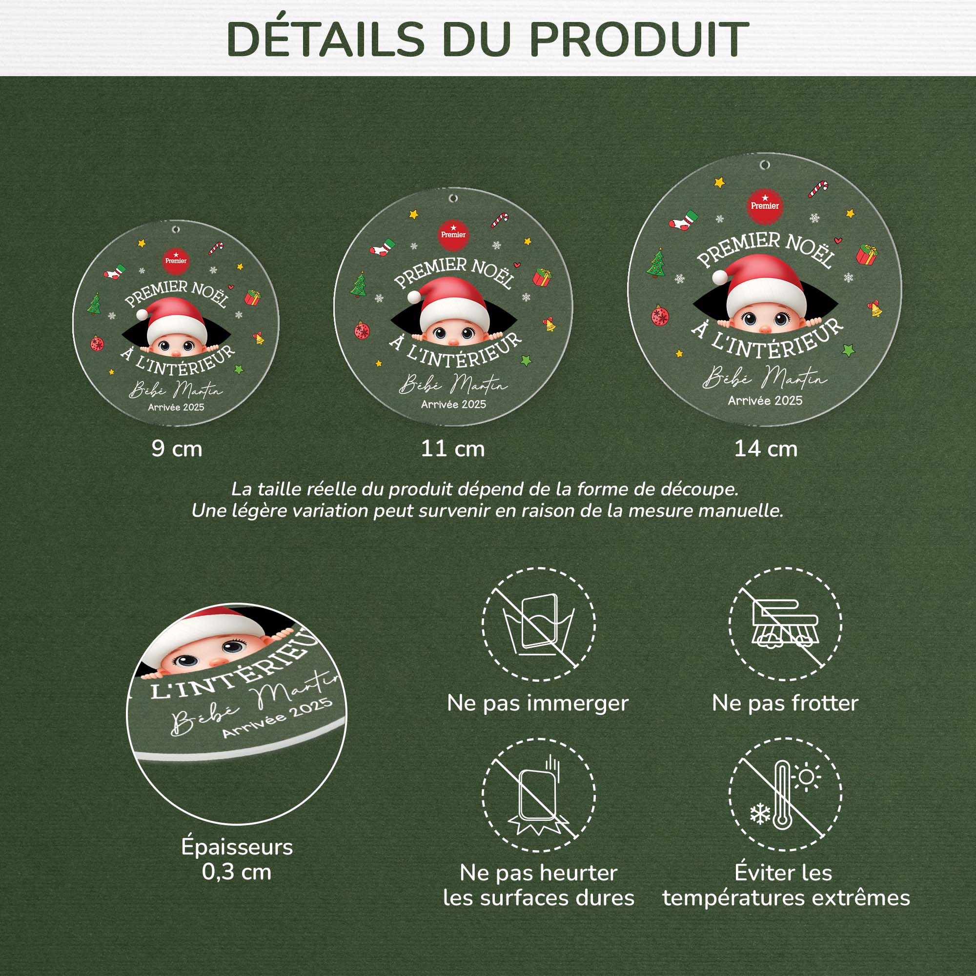 5492OFR3 ornement noel en acrylique personnalise enfant mon premier noel a linterieur 5492o6ltk
