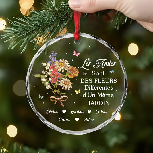 5497OFR2 ornement en verre personnalise avec prenom soeurs sont des fleurs differentes 5497o6qta