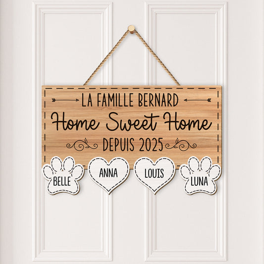 5498OFR2 plaque en bois personnalisee famille nouvelle maison avec coeur et pattte 5498o6uzi_5b9041b4 c9c2 4991 96f0 5a383e7b1adb