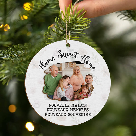 5499QFR2 ornement noel en bois a 2 couches personnalise famille home sweet home blanc et noir 5499q6tai