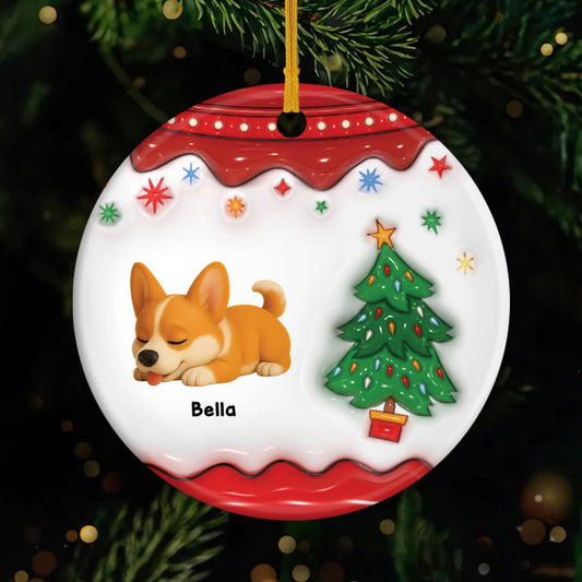 5506OFR1 ornement noel ceramique personnalise mon chien avec le sapin noel 5506ottac