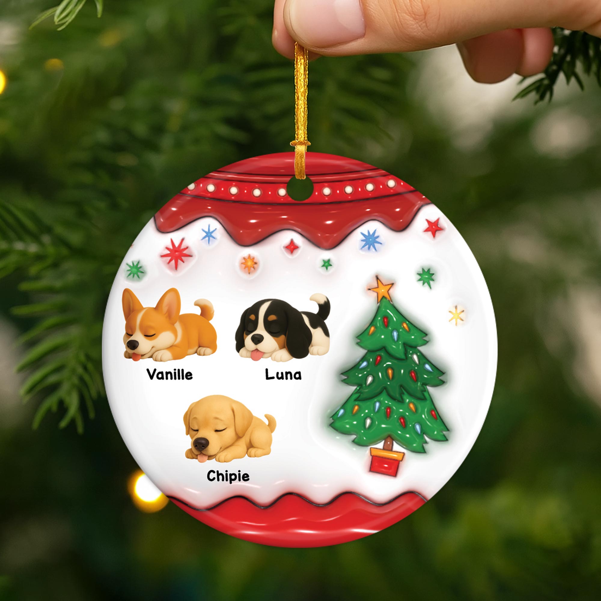 5506OFR2 ornement noel ceramique personnalise mon chien avec le sapin noel 5506ottac