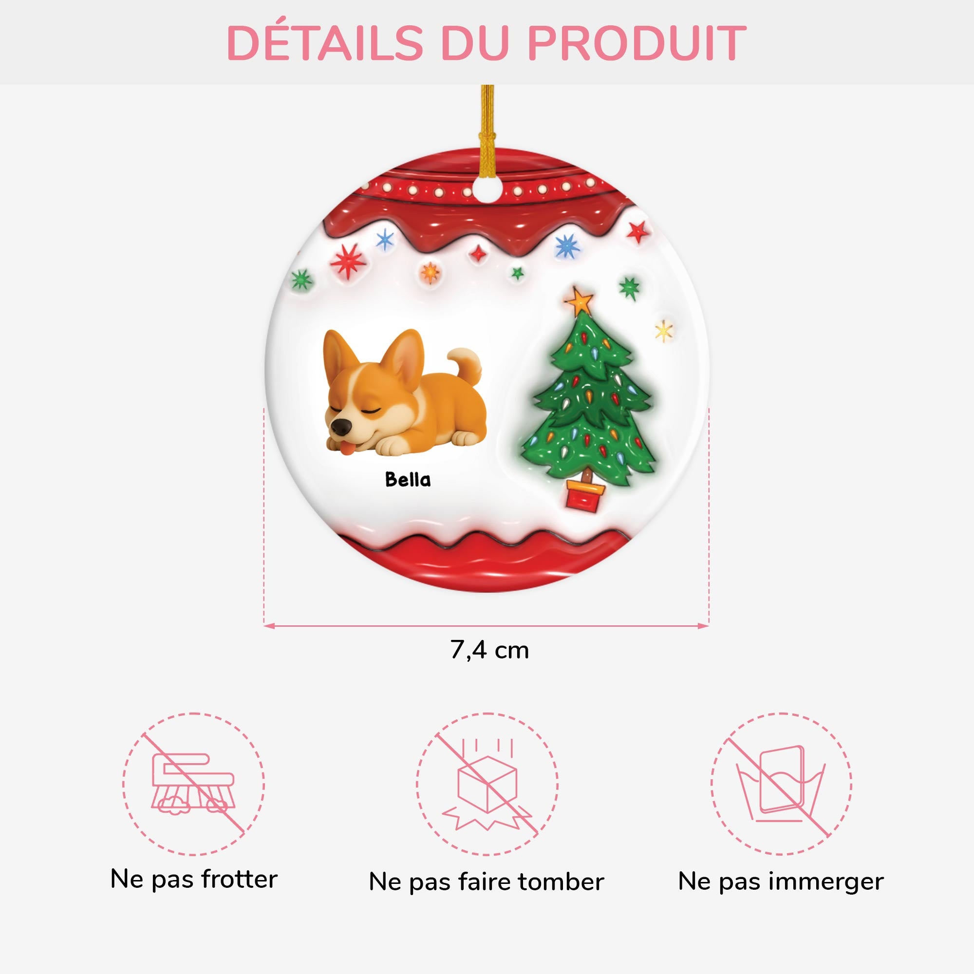5506OFR3 ornement noel ceramique personnalise mon chien avec le sapin noel 5506ottac