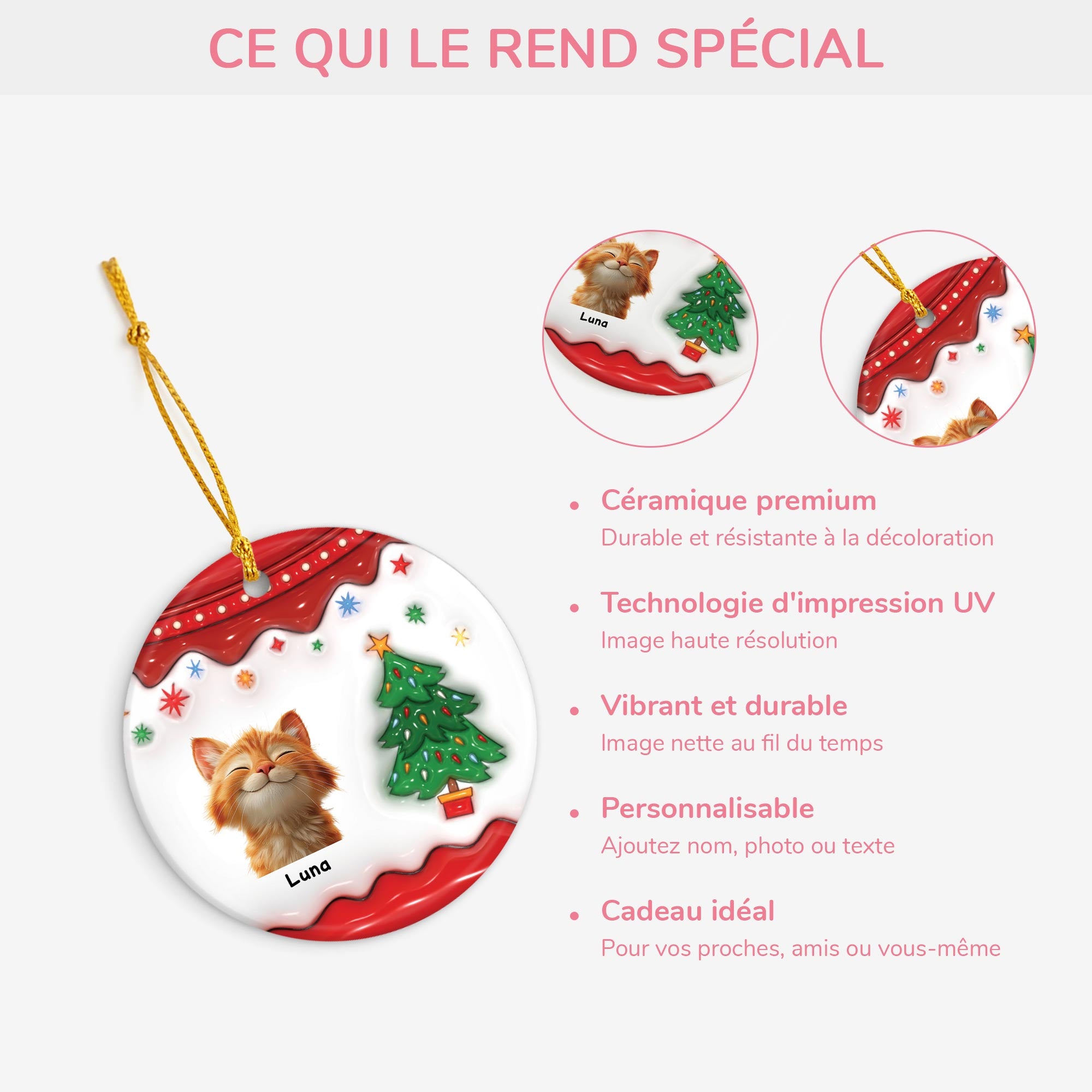 5506OFR4 ornement noel ceramique personnalise mon chat avec le sapin noel 5506ottac