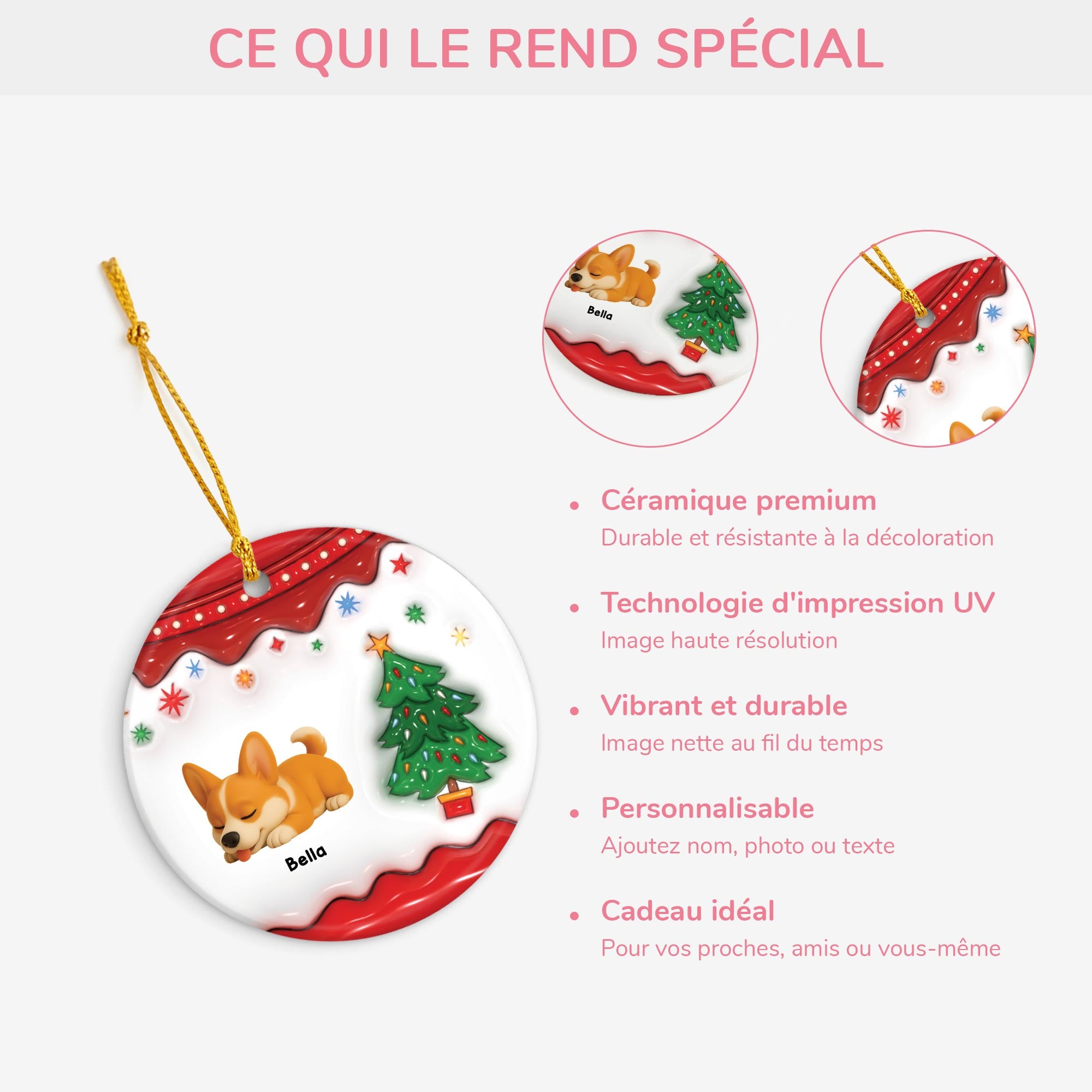 5506OFR4 ornement noel ceramique personnalise mon chien avec le sapin noel 5506ottac