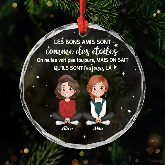 5507OFR1 ornement noel en verre personnalise avec photo bonnes amies comme des etoiles 5507okv0f
