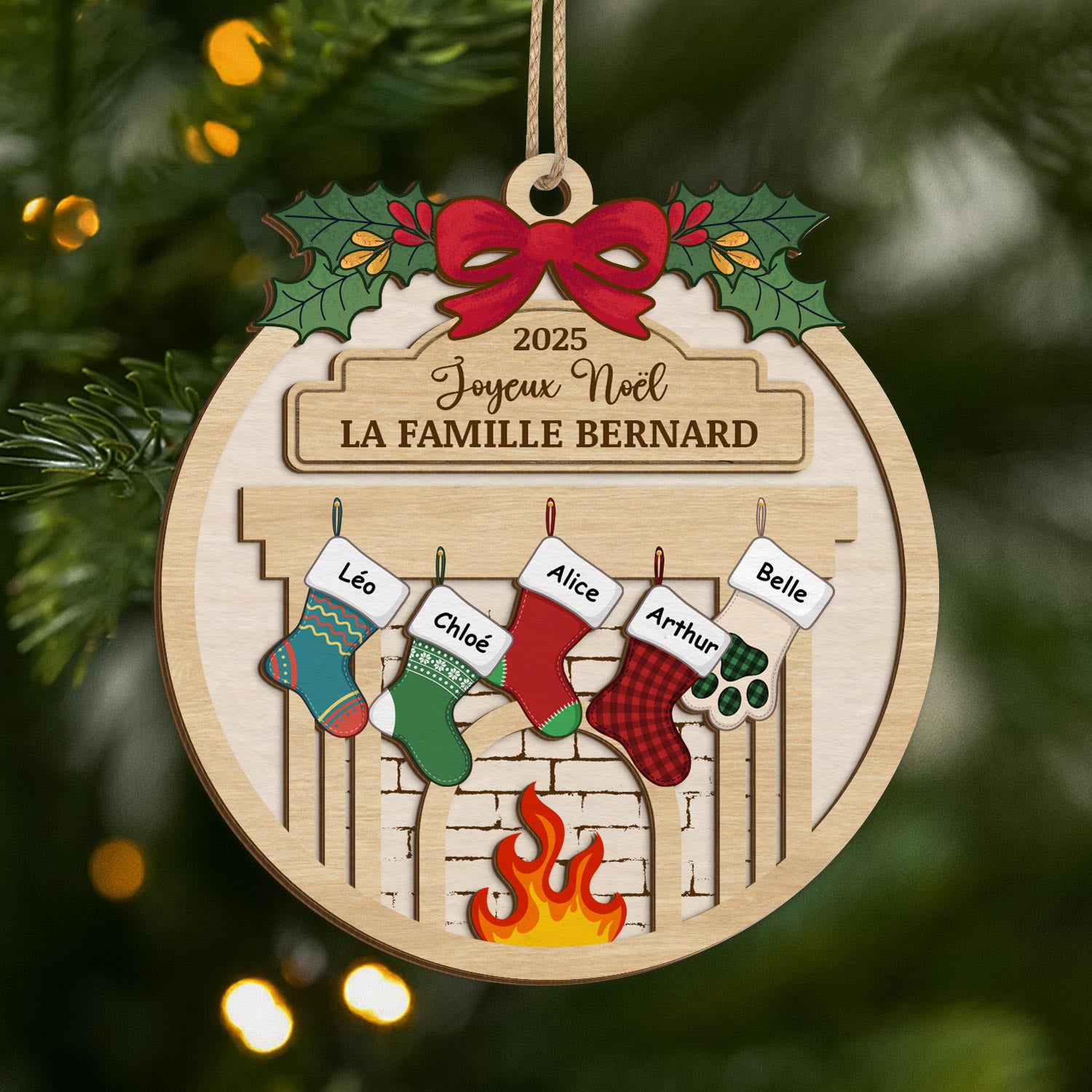 5512OFR1 ornement noel en bois a 2 couches personnalise famille joyeux noel famille 5512otqai