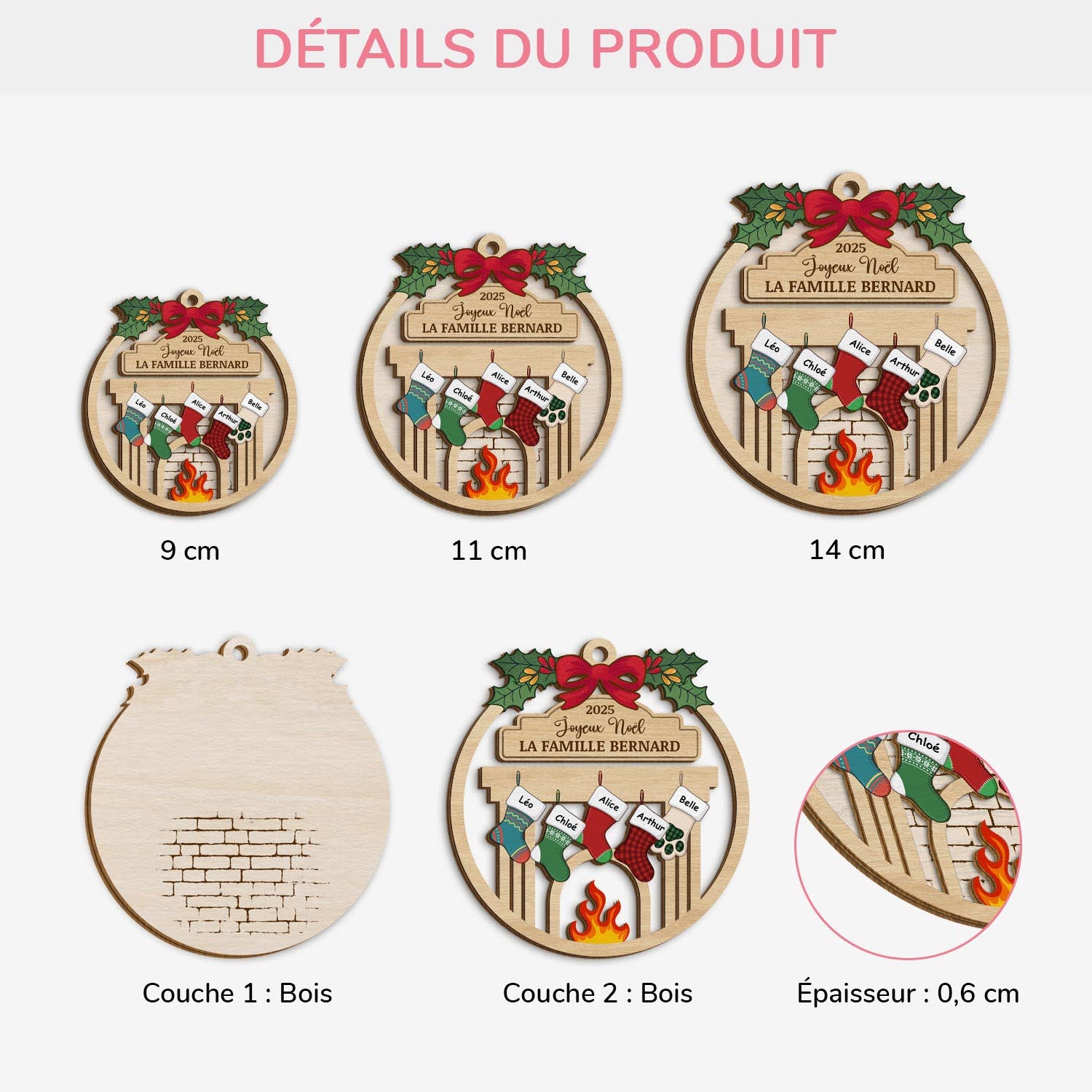 5512OFR3 ornement noel en bois a 2 couches personnalise famille joyeux noel famille 5512otqai