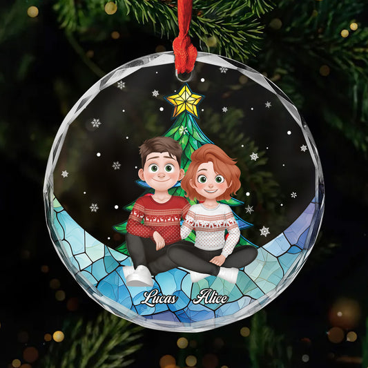 5514OFR1 ornement noel en verre personnalise couple notre noel couple 5514o8vmg
