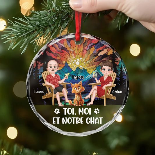 5517OFR2 ornement en verre personnalise couple toi moi et notre chat 5517o8vqd