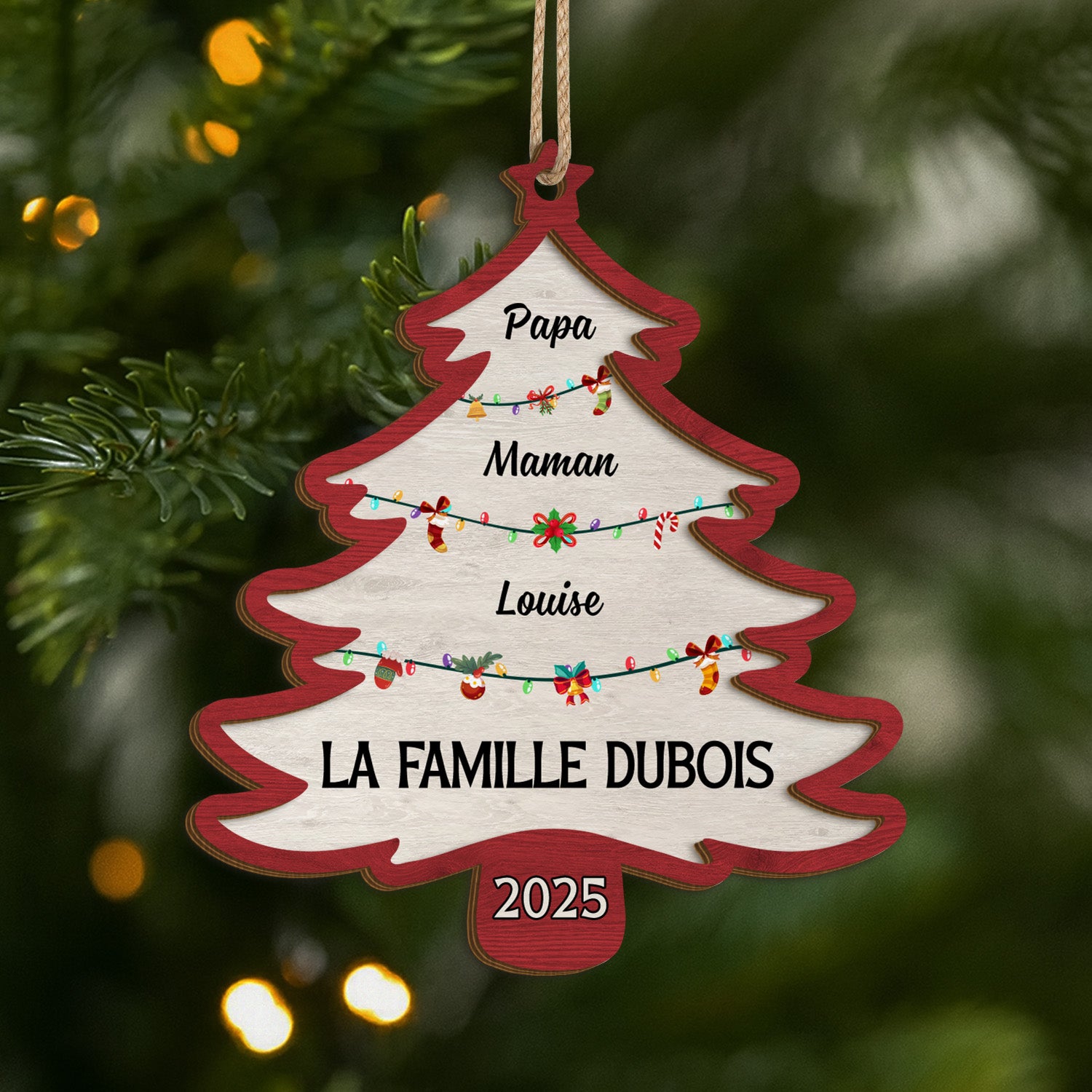 5527OFR1 ornement noel en bois a 2 couches personnalise membres de famille 5527o3tni