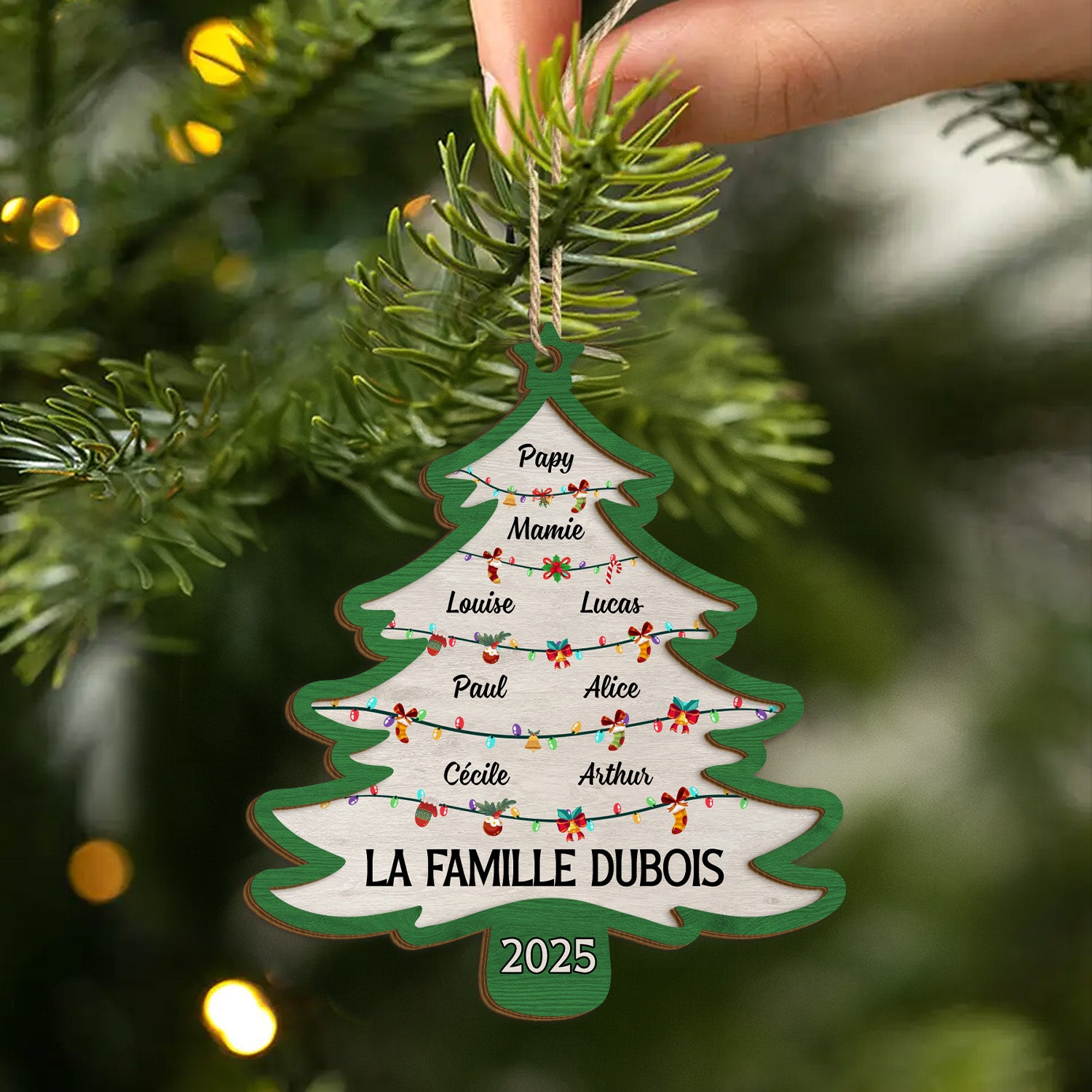 5527OFR2 ornement noel en bois a 2 couches personnalise membres de famille 5527o3tni