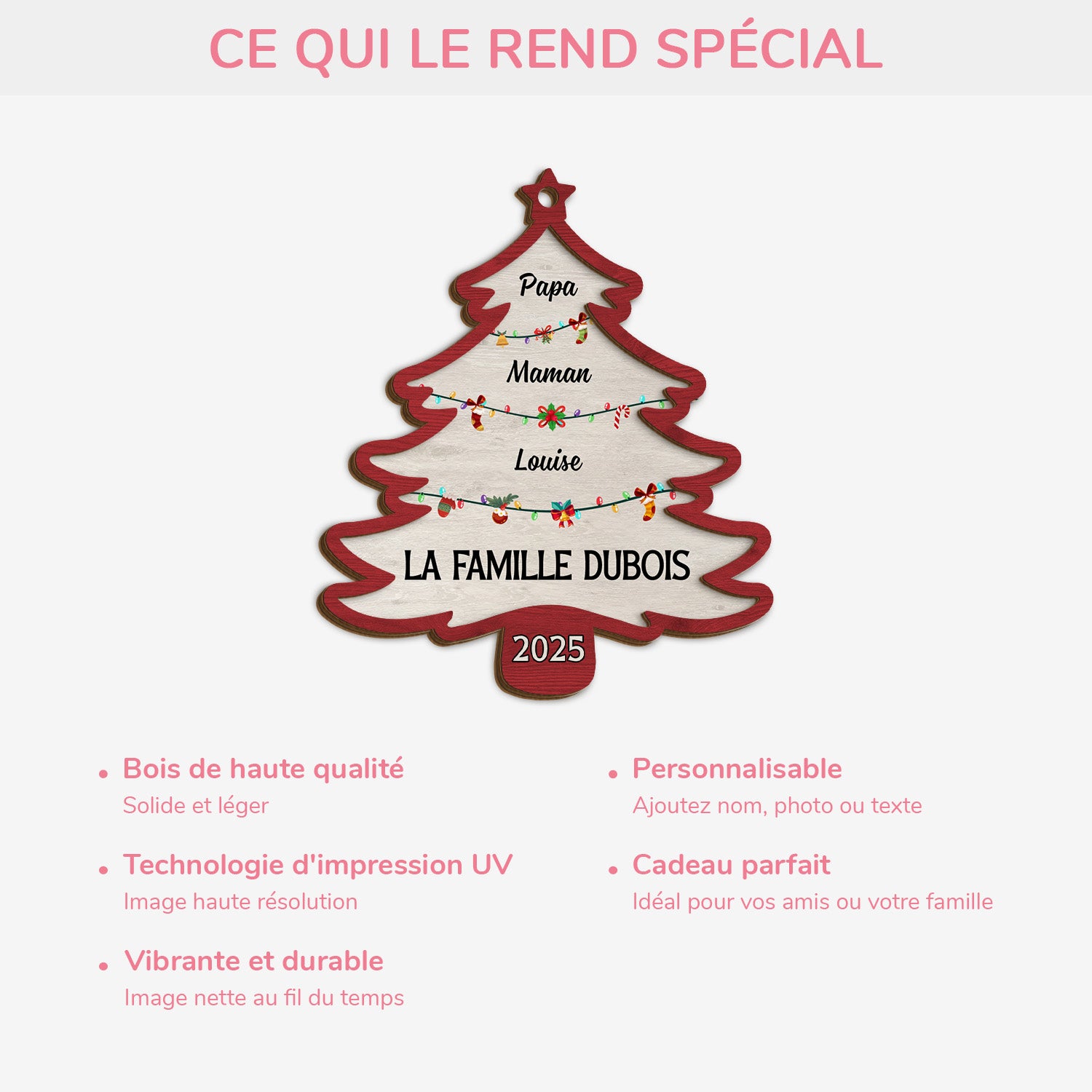 5527OFR4 ornement noel en bois a 2 couches personnalise membres de famille 5527o3tni