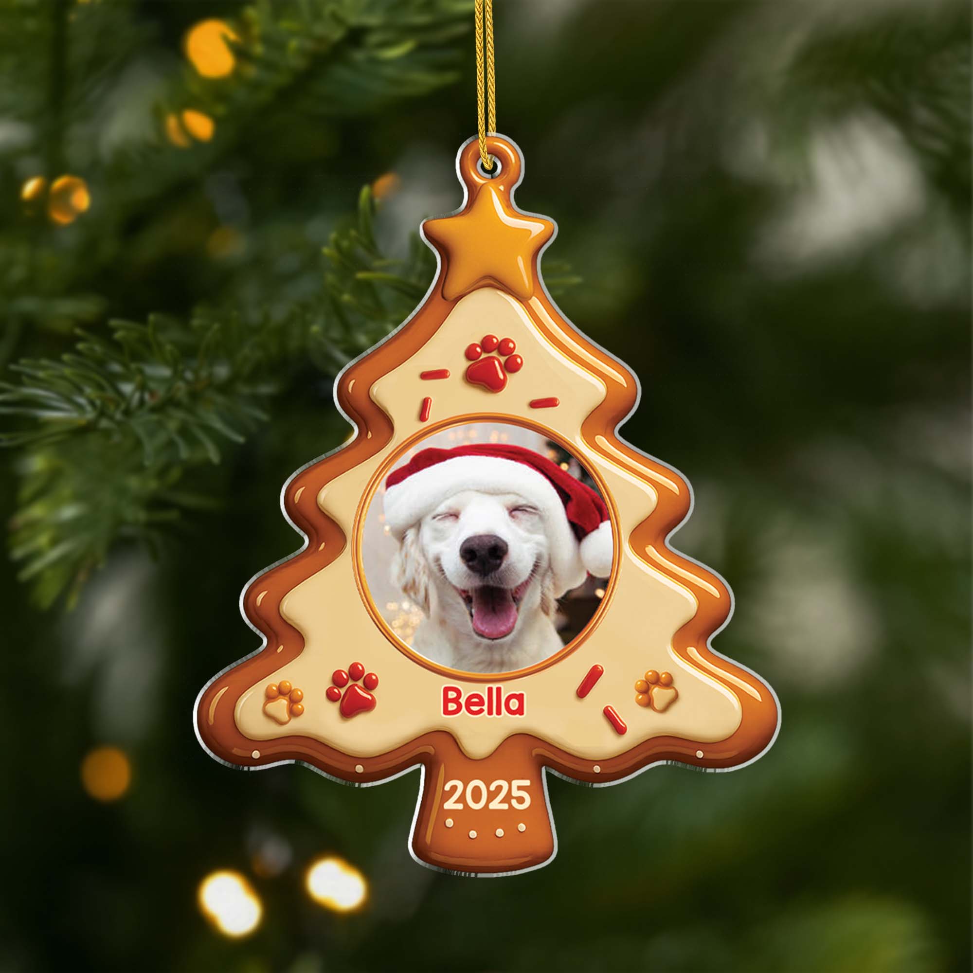5531OFR1 ornement noel en acrylique personnalise biscuit sapin chien 5531o3lac