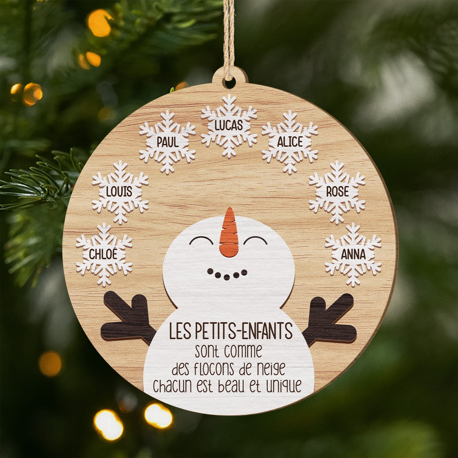 5535OFR1 ornement noel en bois a 1 couche personnalise petit enfant comme flocon de neige 5535otvzi