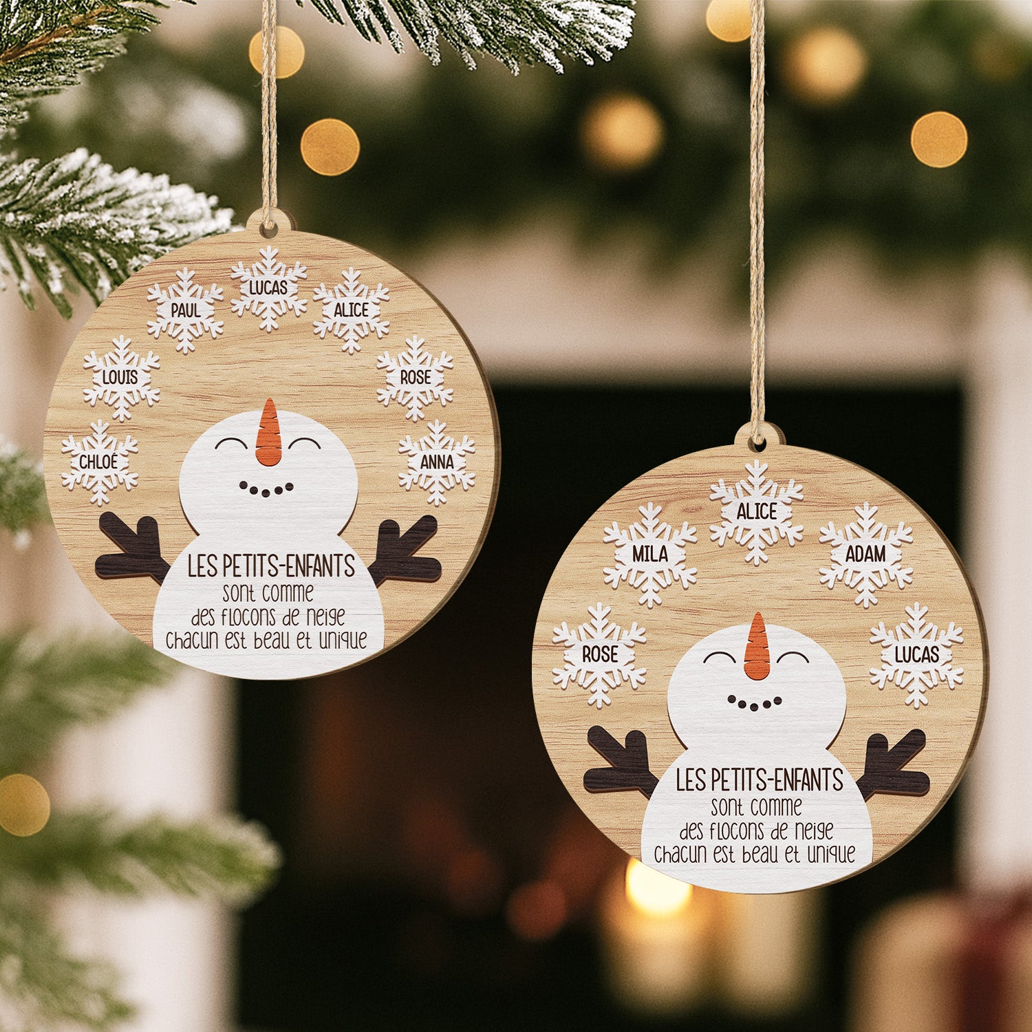 5535OFR2 ornement noel en bois a 1 couche personnalise petit enfant comme flocon de neige 5535otvzi