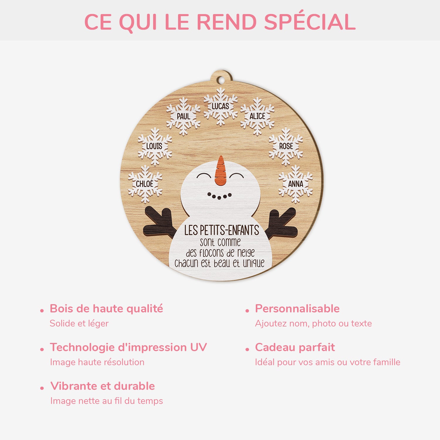 5535OFR4 ornement noel en bois a 1 couche personnalise petit enfant comme flocon de neige 5535otvzi