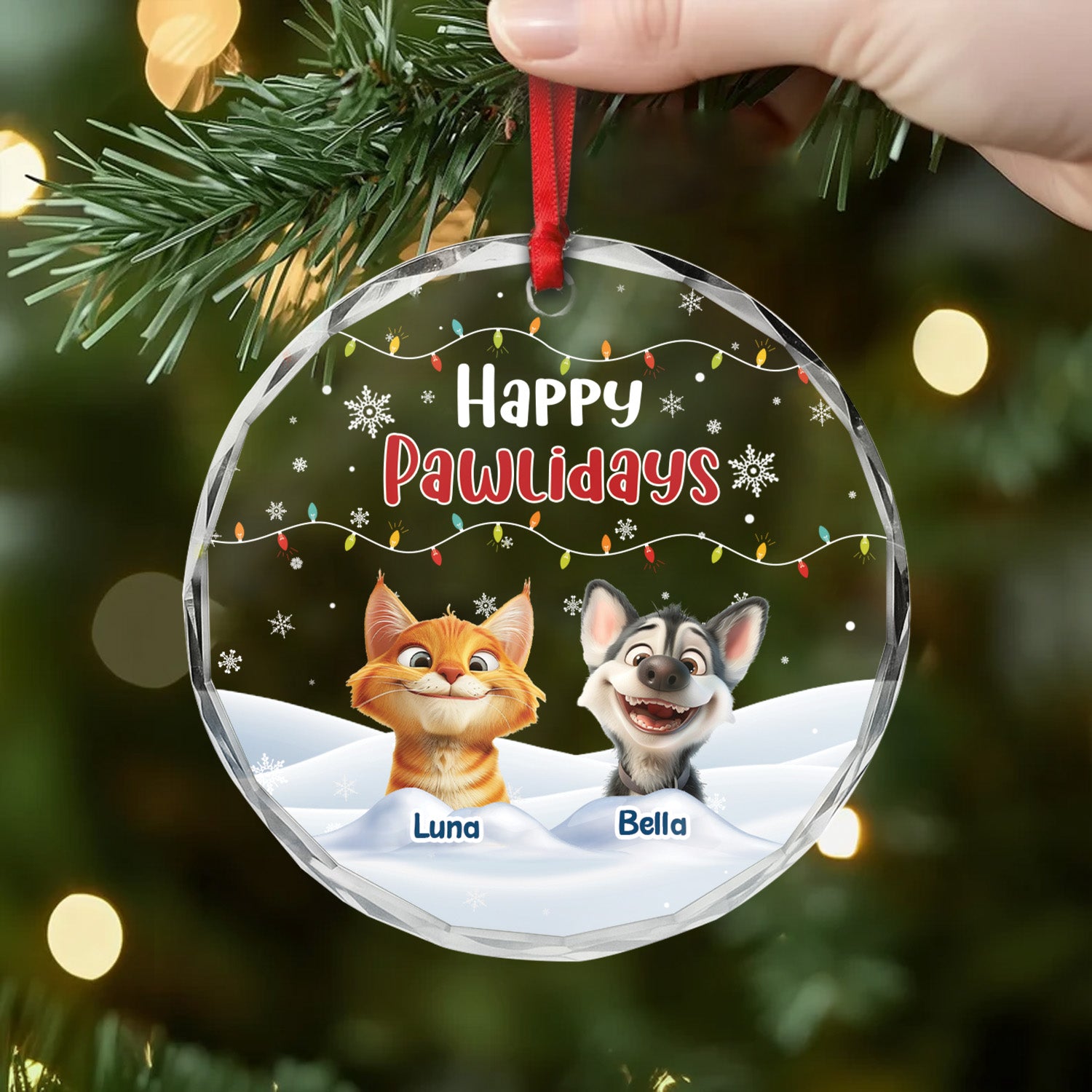 5539OFR2 ornement noel en verre personnalise chien joyeux noel toutou 5539o3ytc