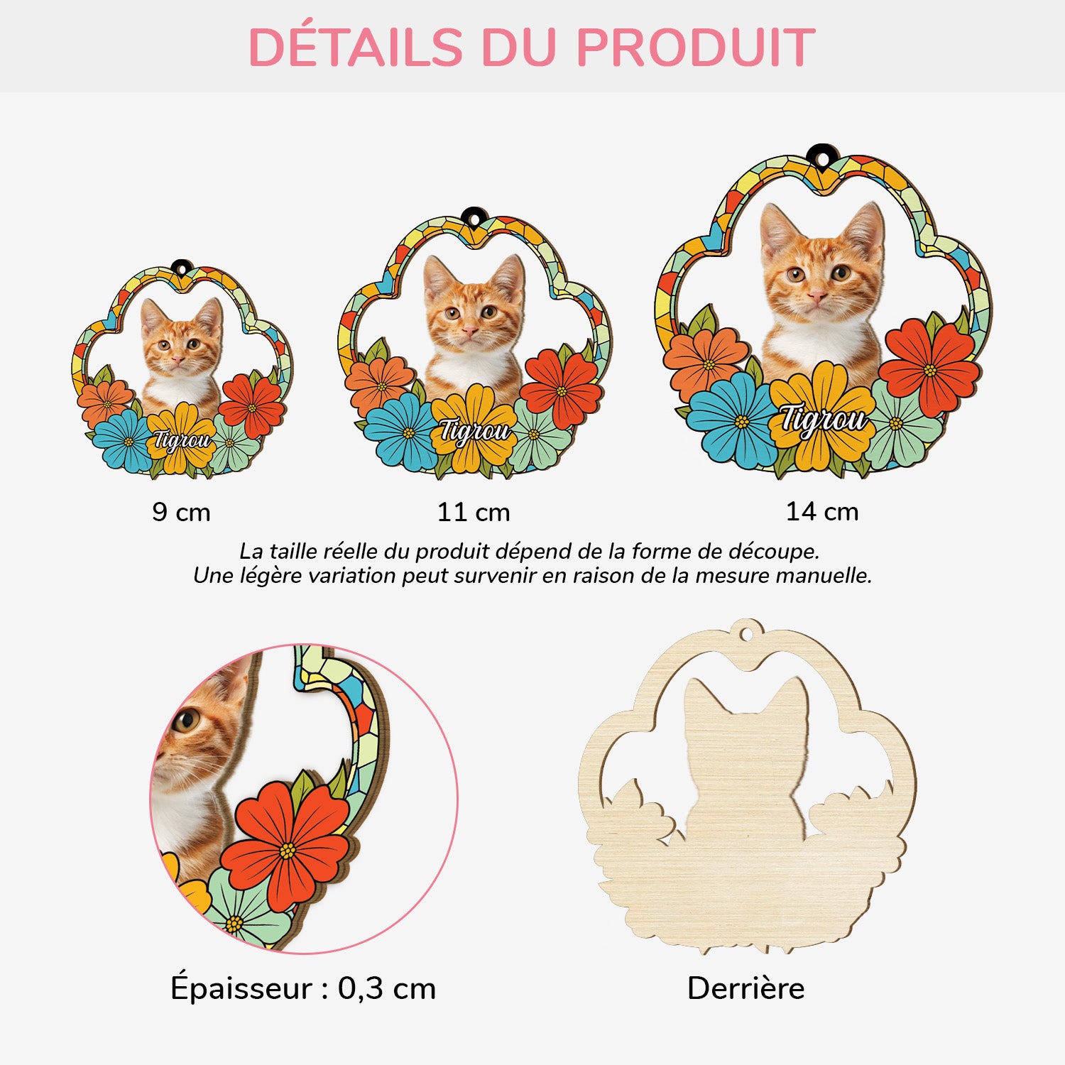 5542OFR3 ornement en bois a 1 couche personnalise portrait floral de mon chat 5542o8lmd_22cc5d5e 746f 4754 8cc1 7bcaa2e37831