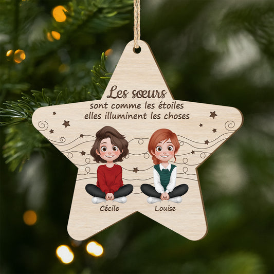 5546OFR1 ornement en bois a 1 couche personnalise en forme de etoile soeurs comme les etoiles 5546o8vza