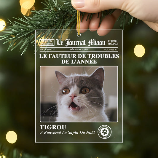 5560OFR2 ornement en acrylique personnalise chien avec photo le journal wouf 5560ottqc