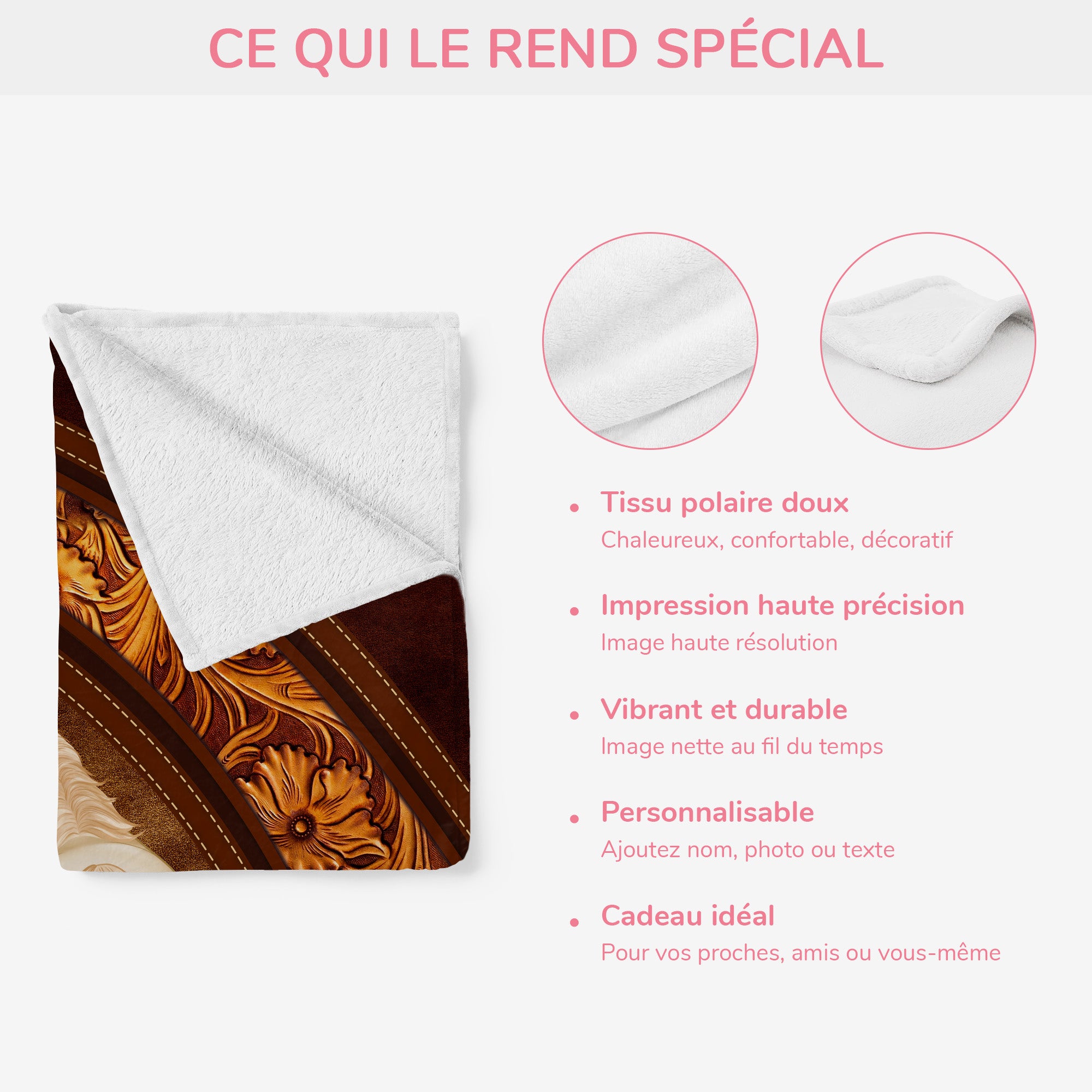 5567BFR4 plaid personnalise pour femme toujours avec mon cheval 5567b3kau