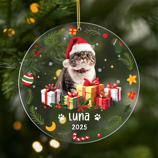 5571OFR1 ornement acrylique personnalise avec photo le noel de mon chat 5571okz5d