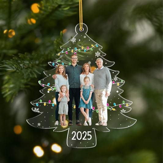 5572OFR1 ornement noel en acrylique personnalise avec photo sapin de notre histoire famille 5572o6zmi