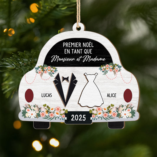 5577OFR1 ornement noel en bois a 1 couche personnalise premier noel jeunes maries 5577o6qng