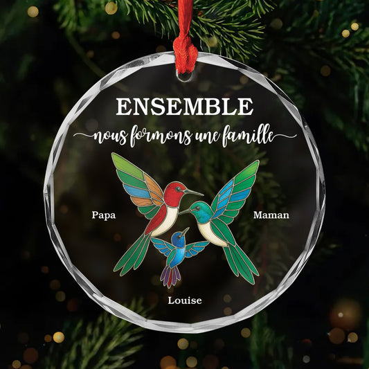 5578OFR1 ornement en verre personnalise ensemble nous formons une famille oiseaux 5578o6qni