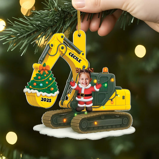 5590OFR2 ornement noel en acrylique personnalise avec photo pelle mecanique enfant 5590oktck