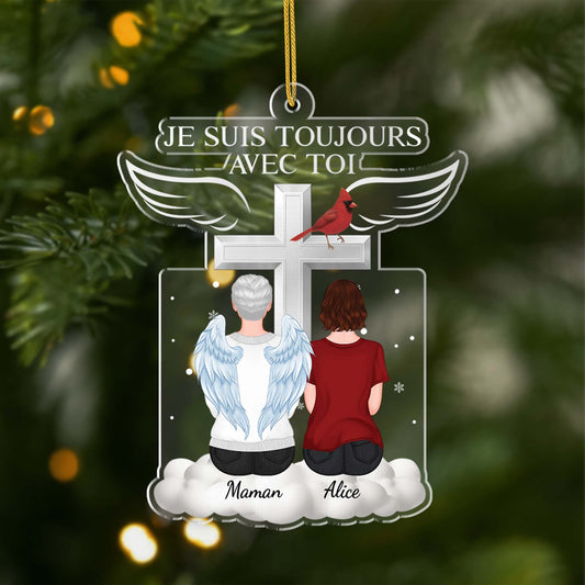 5594OFR1 ornement en acrylique maman commemoratif personnalise je suis toujours avec toi avec la croix 5594o8zma