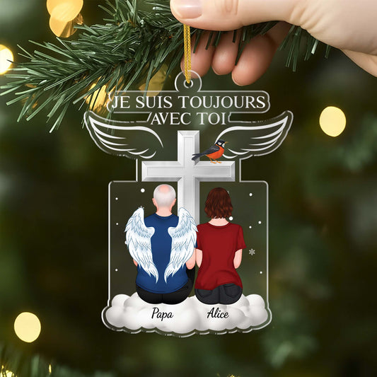 5594OFR2 ornement en acrylique maman commemoratif personnalise je suis toujours avec toi avec la croix 5594o8zma
