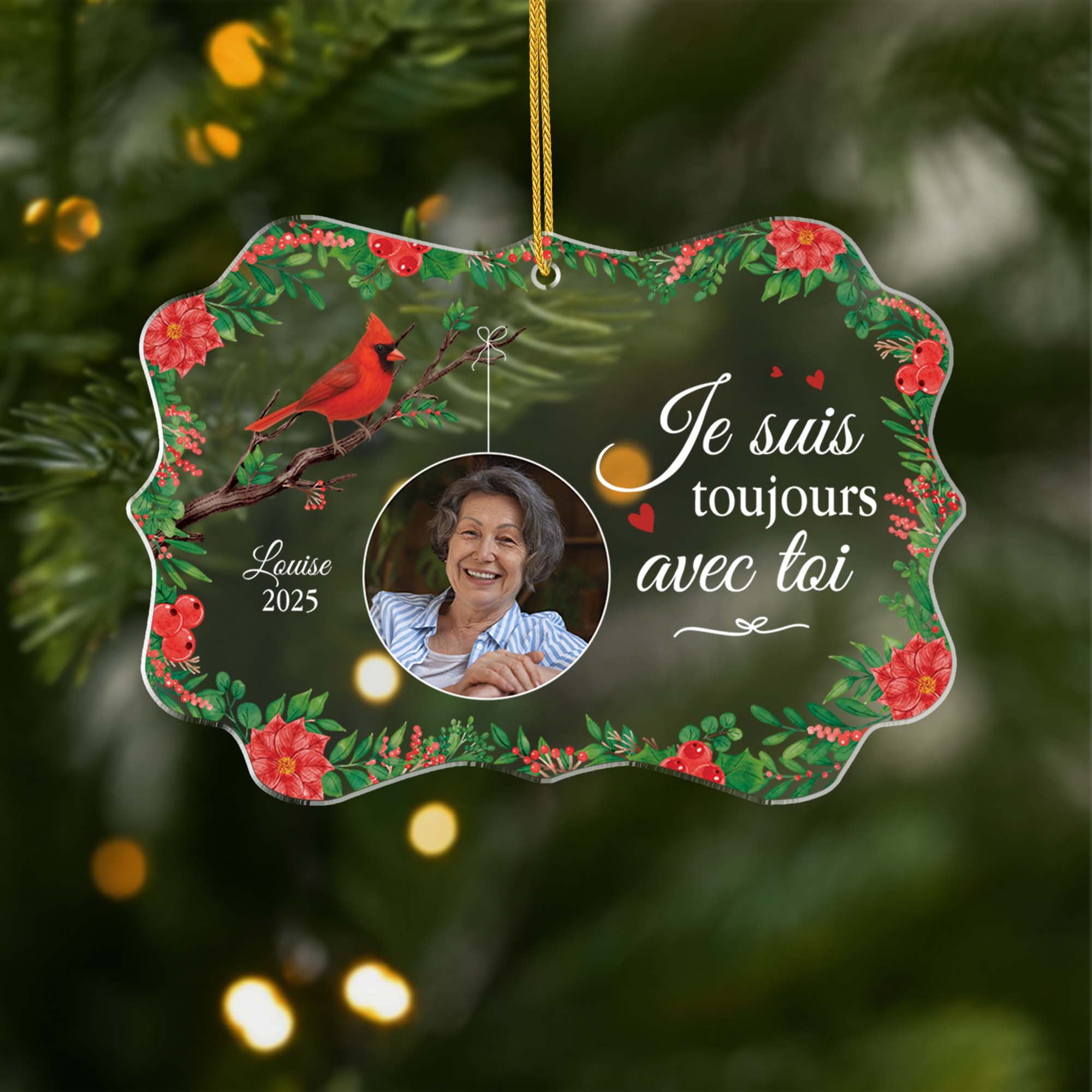 5603OFR1 ornement en acrylique commemoratif personnalise avec photo le paradis est beau parce que ma maman y est 5603o8vna