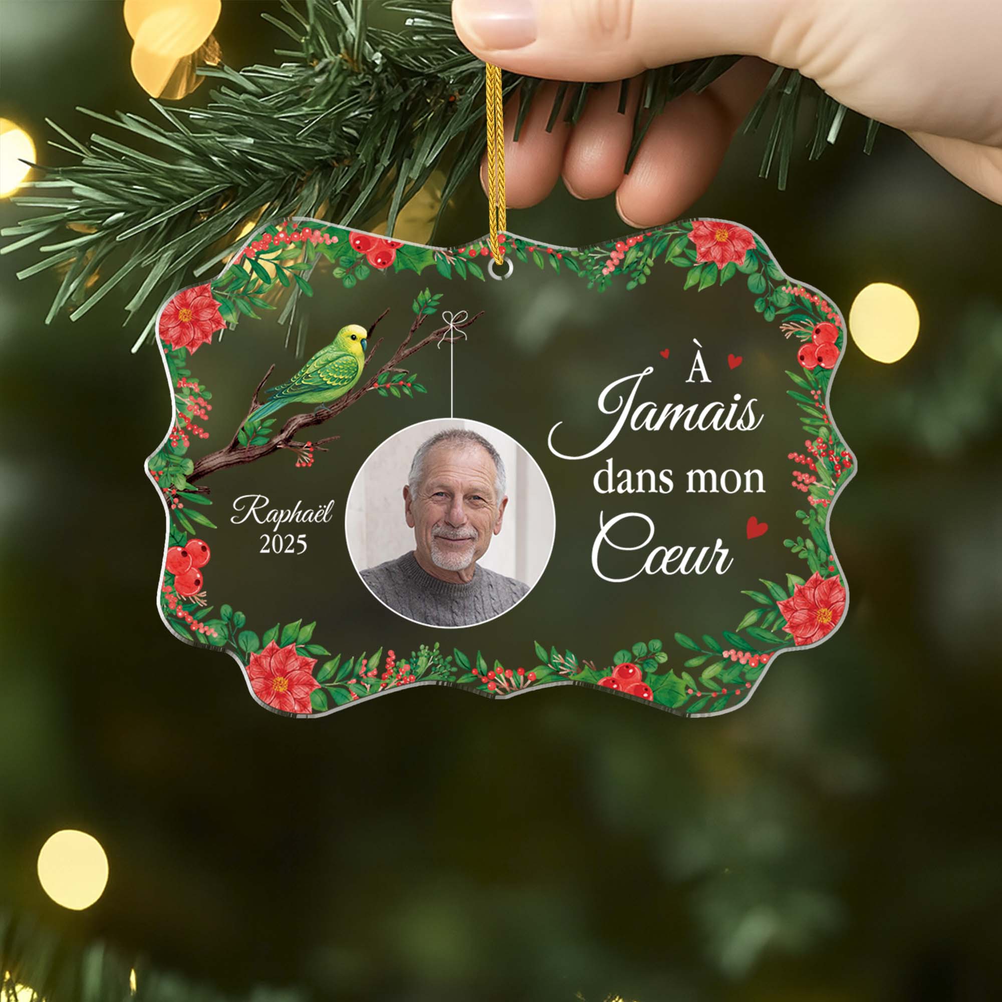 5603OFR2 ornement en acrylique commemoratif personnalise avec photo le paradis est beau parce que ma maman y est 5603o8vna