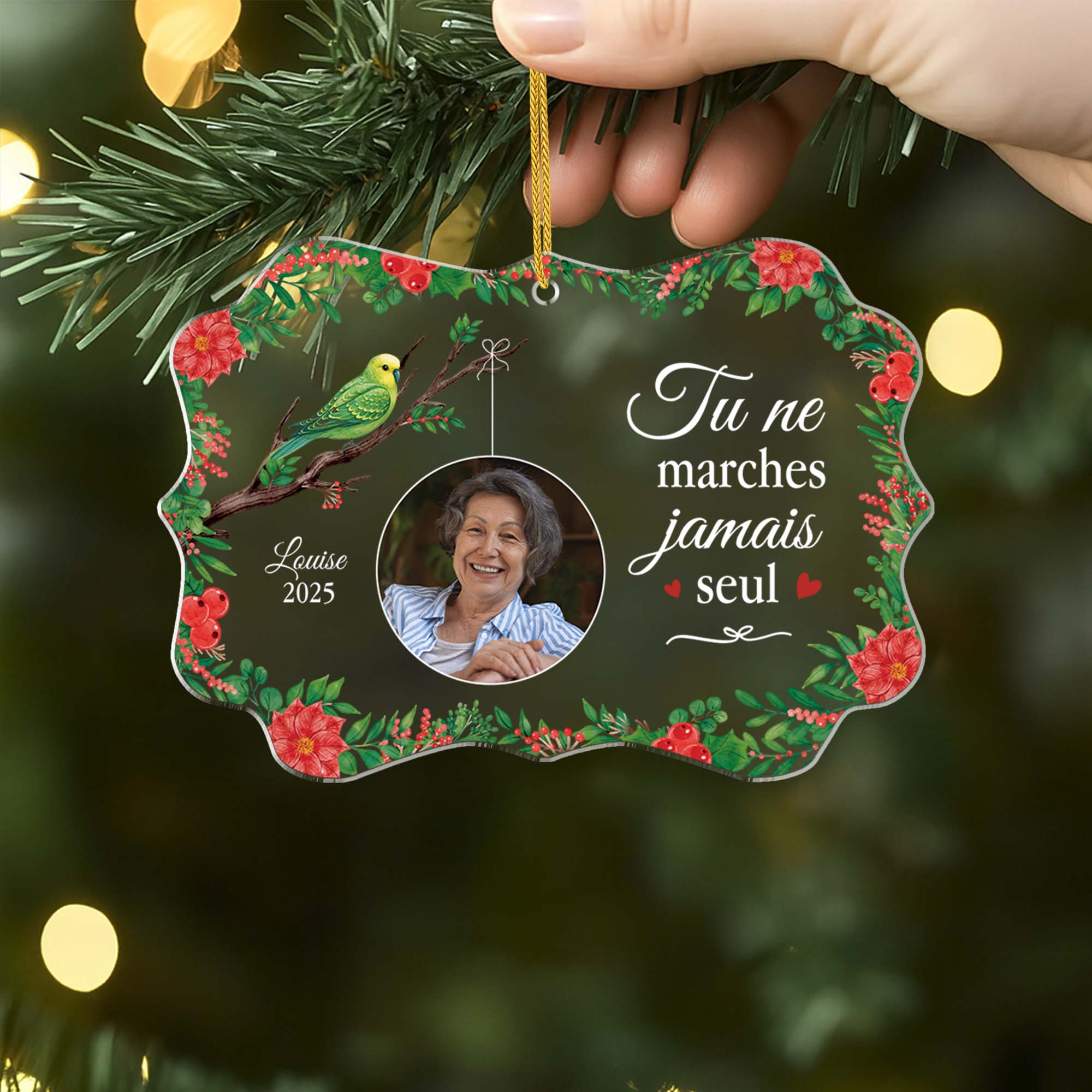 5603OFR2 ornement en acrylique commemoratif personnalise avec photo le paradis est beau parce que mon papa y est 5603o8vnb