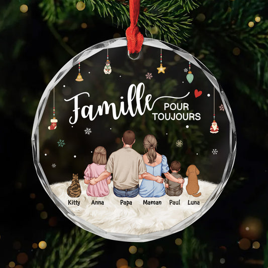 5611OFR1 ornement en verre personnalise de noel la famille pour toujours 5611o8tni