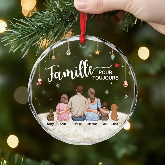 5611OFR2 ornement en verre personnalise de noel la famille pour toujours 5611o8tni