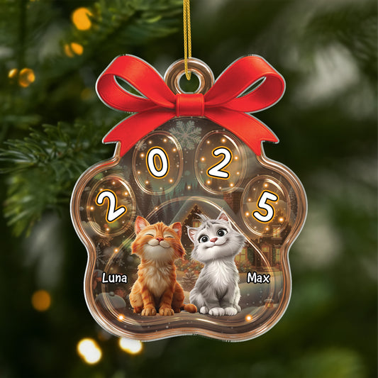 5613OFR1 ornement noel en acrylique personnalise chat patte de chat noel 5613o3lmd