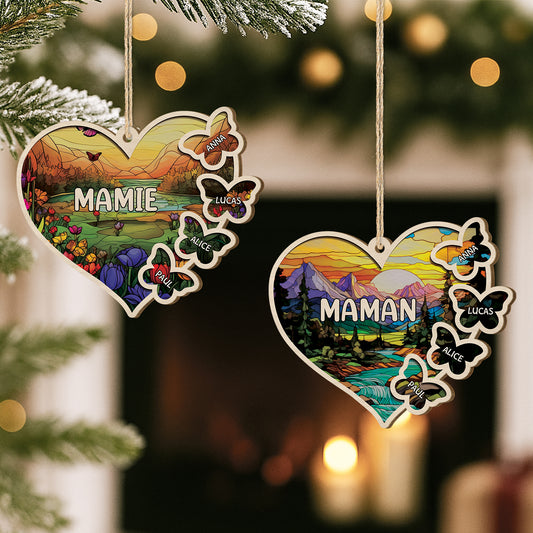 5614OFR2 ornement en bois a 1 couche personnalise mamie et ses papillons 5614o8kna