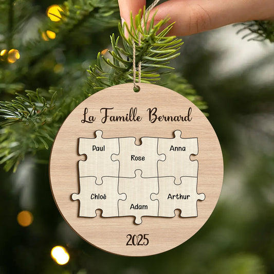 5618OFR2 ornement en bois a 2 couches personnalise notre famille puzzle avec nom 5618o8mci