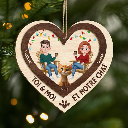 5620OFR1 ornement noel en bois a 2 couches personnalise couple toi moi et notre chat 5620o8zad