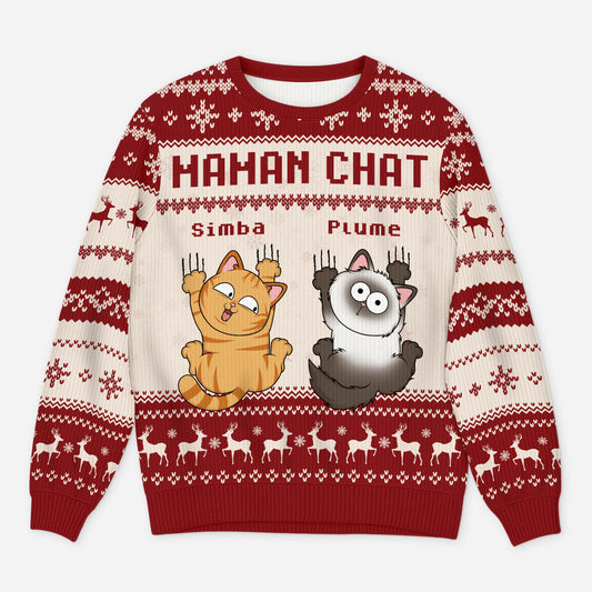 5640WFR1 pull moche chat de noel personnalise drole maman chat 5640w8vnd