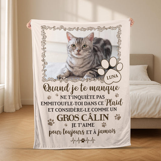 5642BFR2 plaid personnalise chien et chat commemoratif avec photo un gros calin 5642b8qac