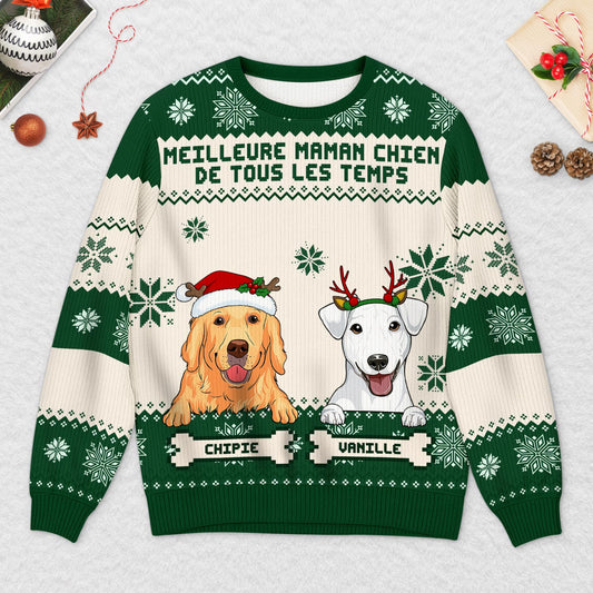 5643WFR2 pull moche chien de noel personnalise drole avec photo meilleure maman chien 5643wthac